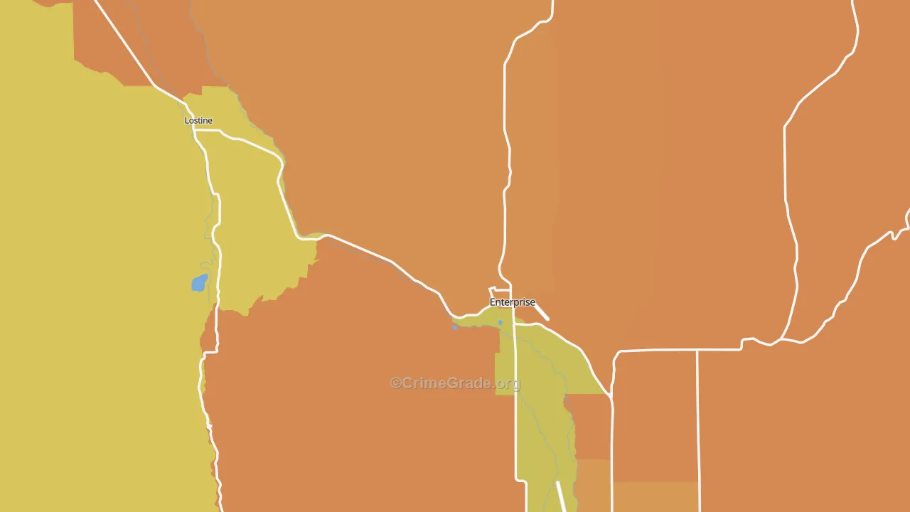 Wallowa County, OR Map of Burglary Rates