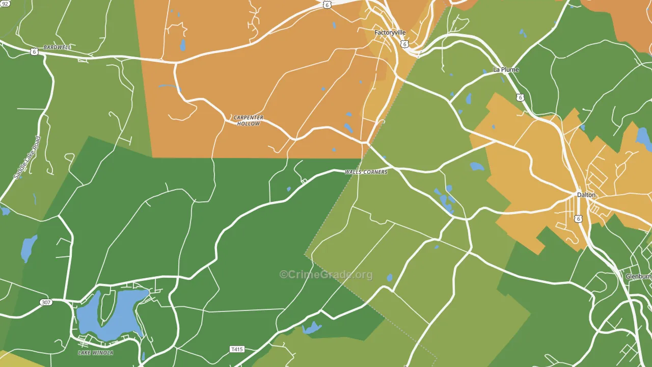Walls Corners, PA Map of Burglary Rates
