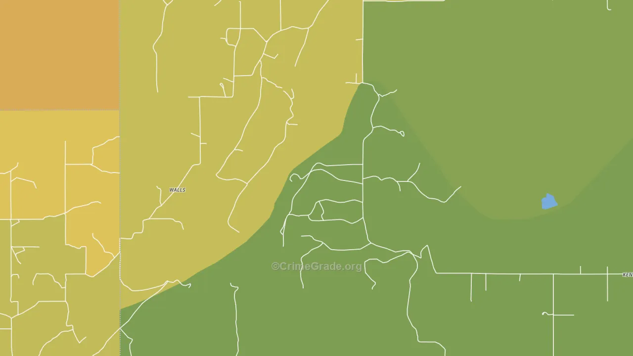 Walls, OK Map of Burglary Rates