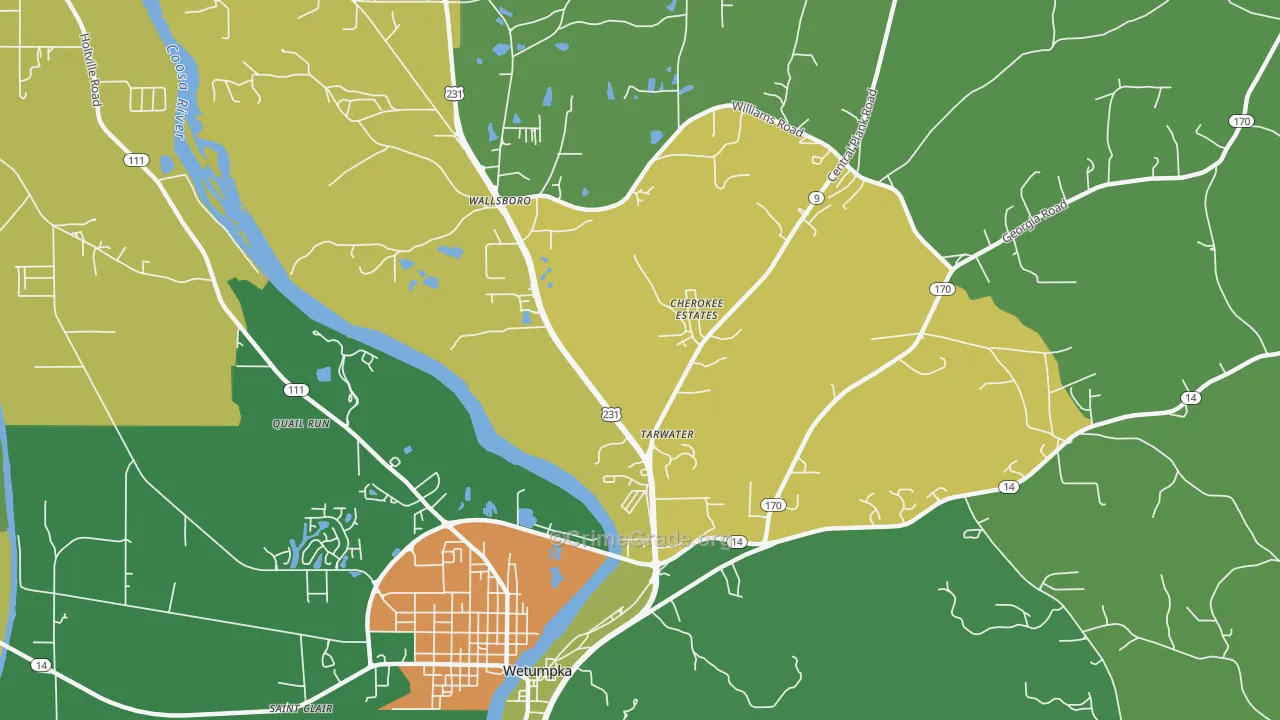 Wallsboro, AL Map of Burglary Rates