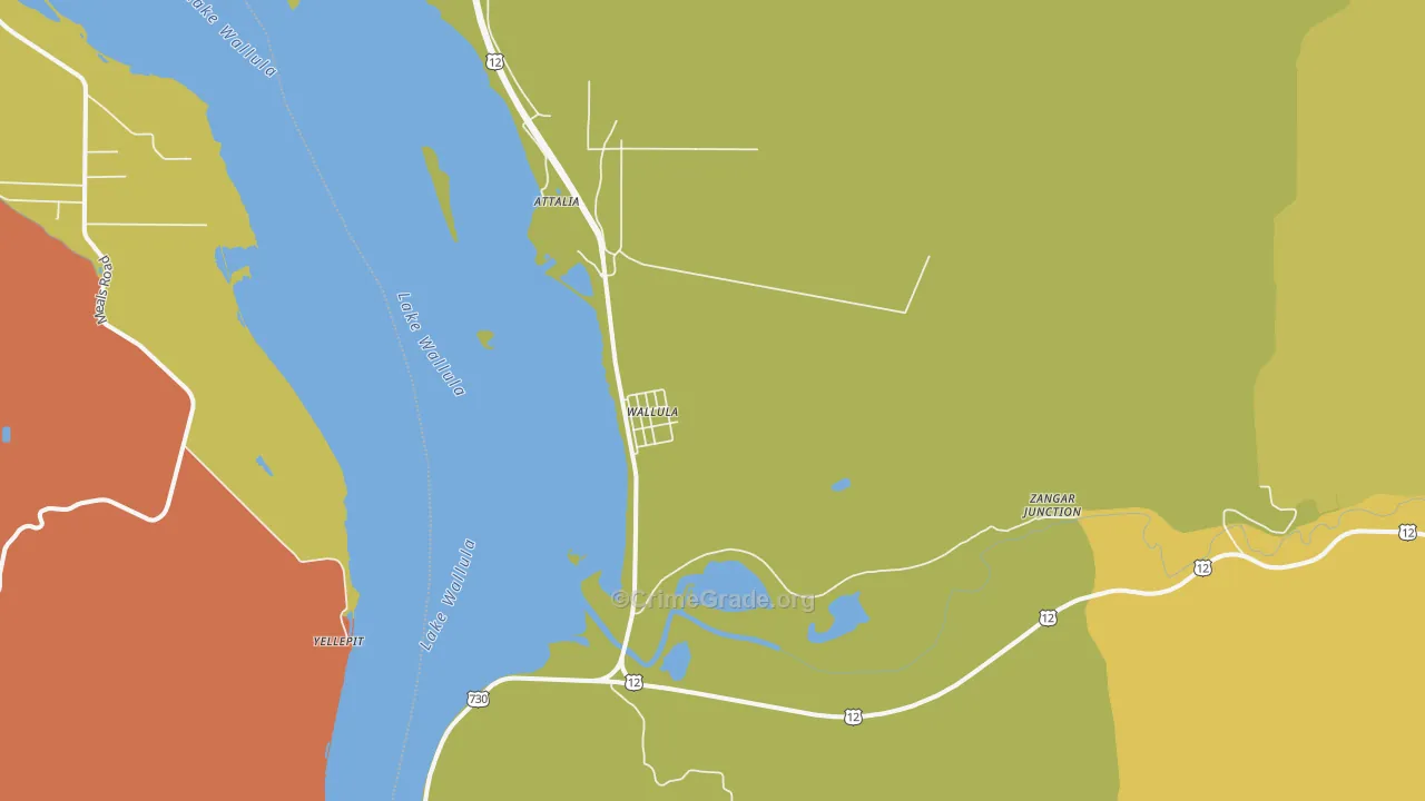 Wallula, WA Map of Burglary Rates