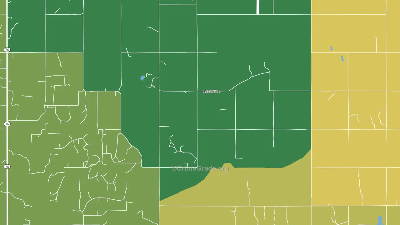 Wallville, OK Map of Burglary Rates
