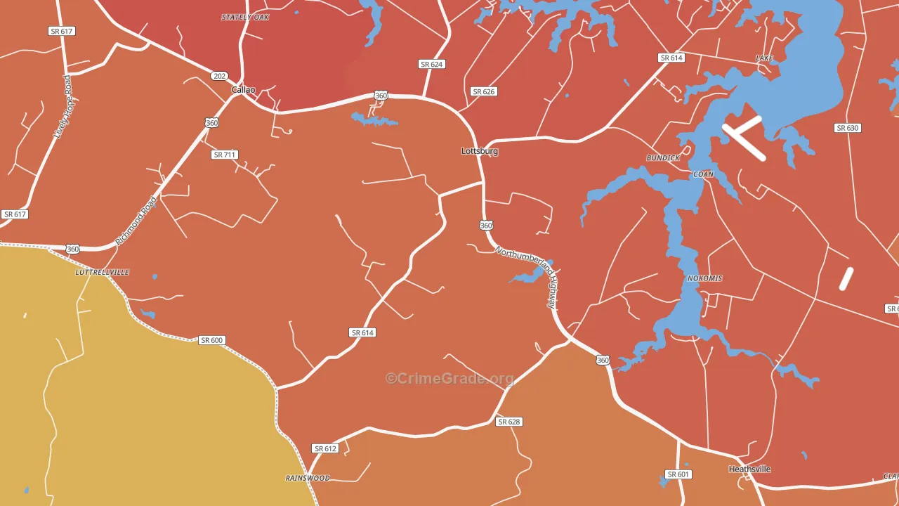 Walmsley, VA Map of Burglary Rates