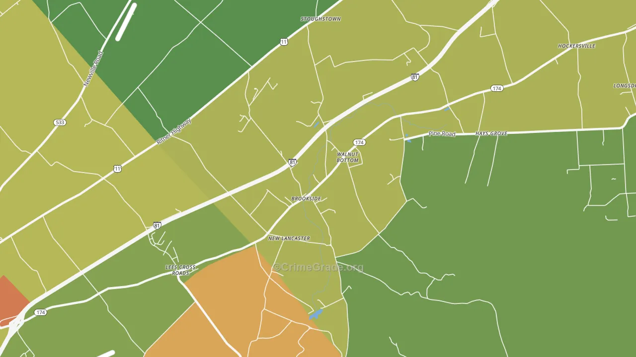 Walnut Bottom, PA Map of Burglary Rates