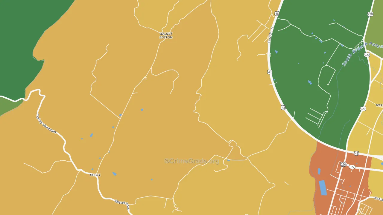 Walnut Bottom, WV Map of Burglary Rates