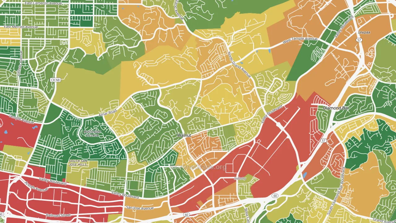 Walnut, CA Map of Burglary Rates
