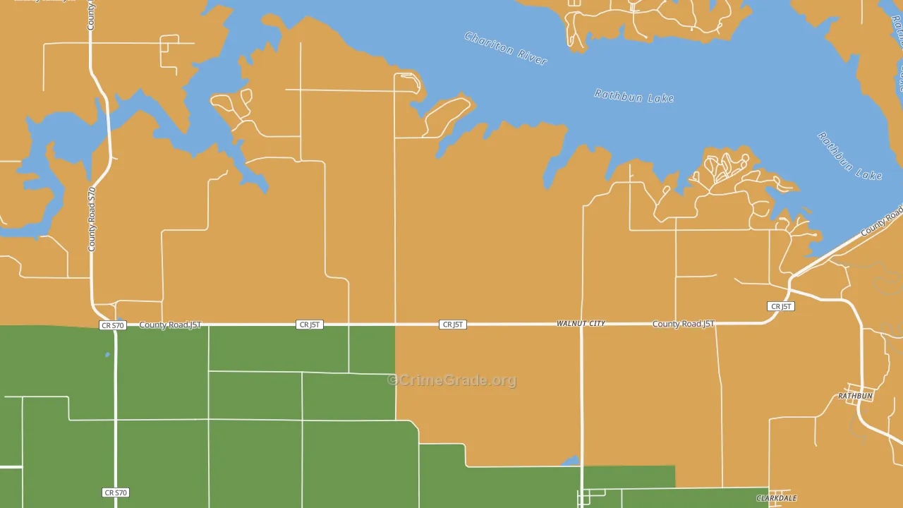 Walnut City, IA Map of Burglary Rates