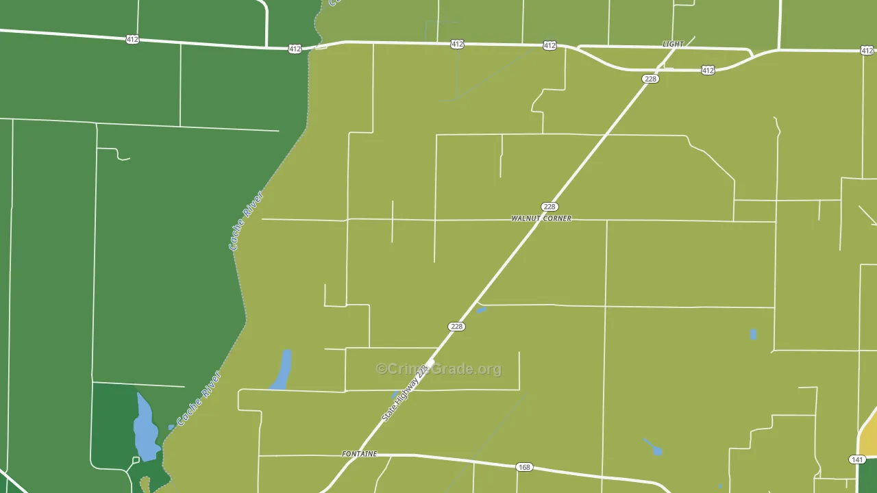 Walnut Corner, AR Map of Burglary Rates
