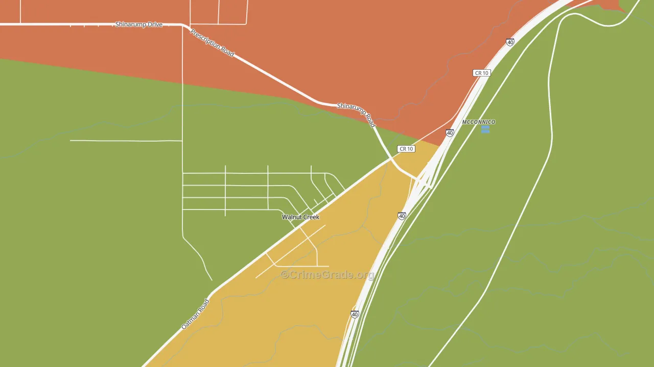 Walnut Creek, AZ Map of Burglary Rates