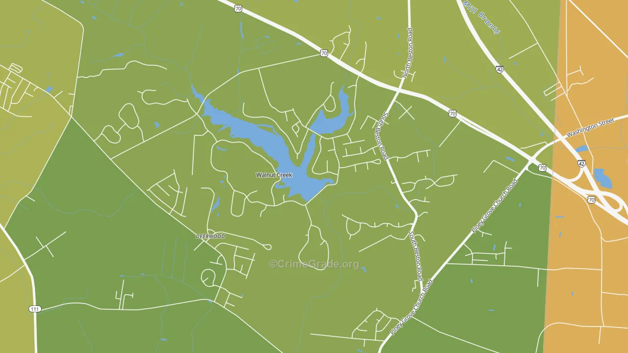 Walnut Creek, NC Map of Burglary Rates