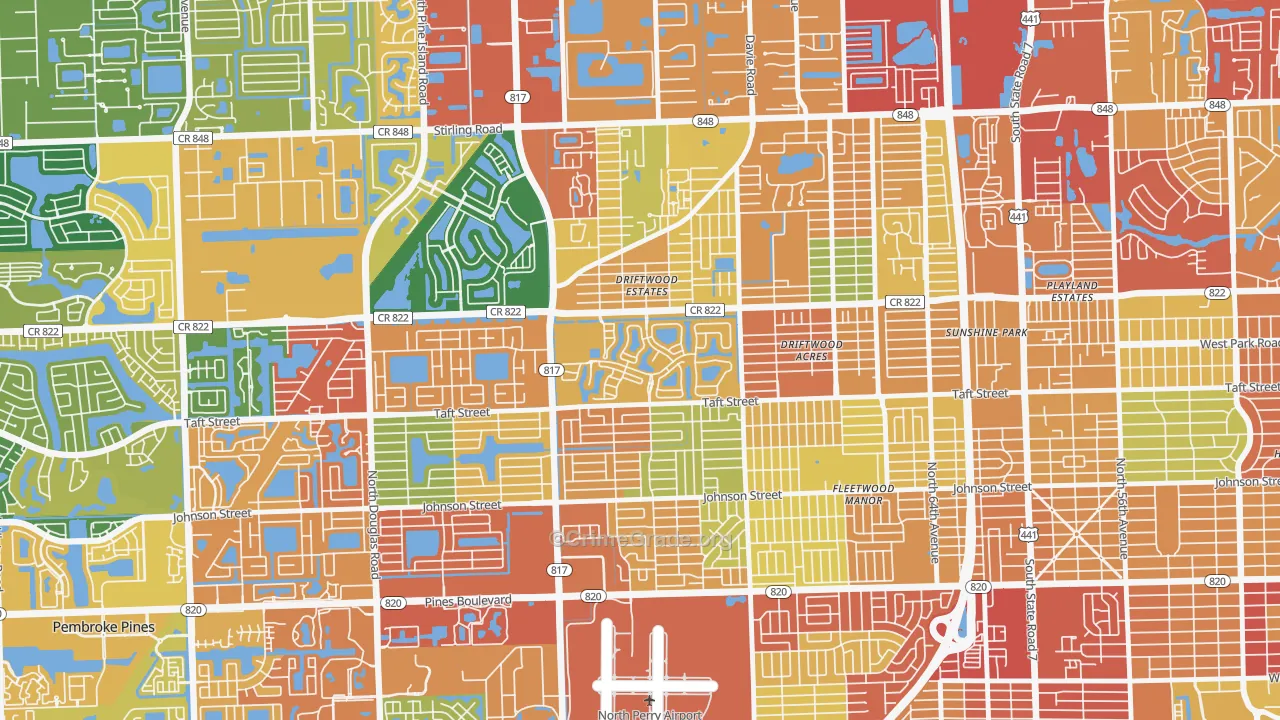 Walnut Creek, Pembroke Pines, FL Map of Burglary Rates