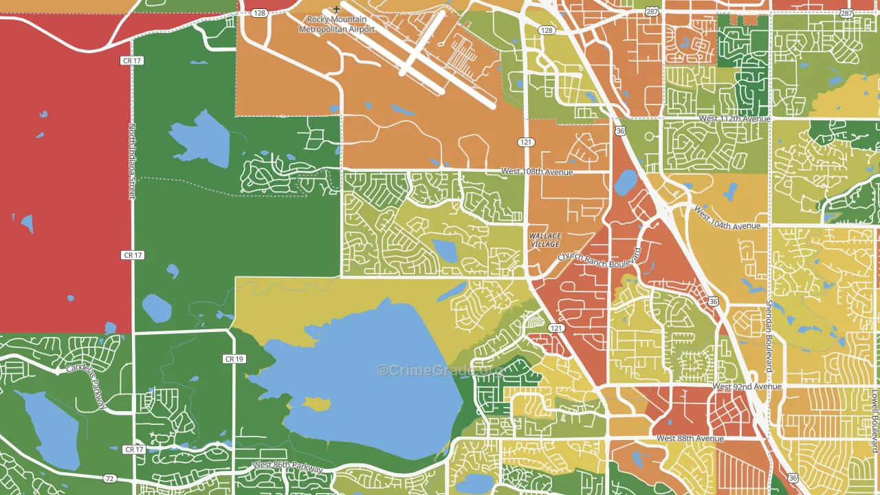 Walnut Grove, Broomfield, CO Map of Burglary Rates