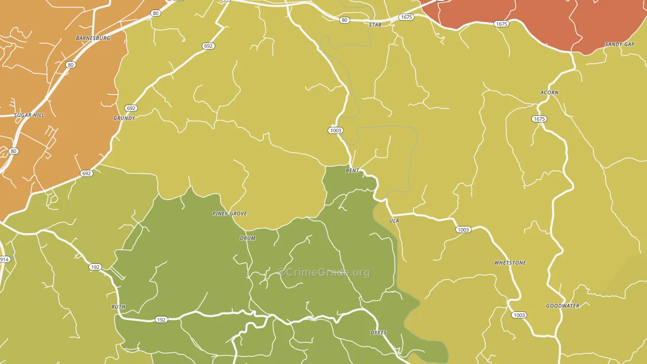 Walnut Grove, KY Map of Burglary Rates
