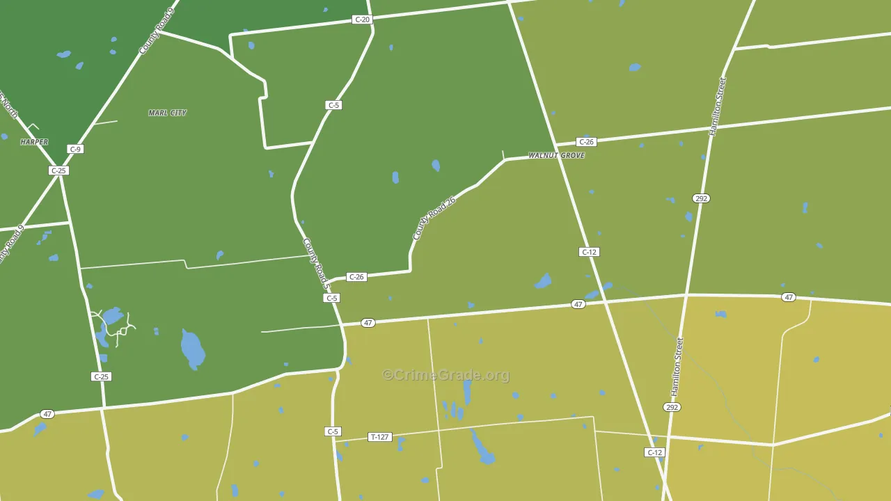 Walnut Grove, OH Map of Burglary Rates