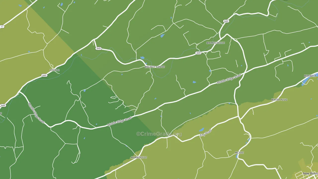 Walnut Grove, PA Map of Burglary Rates