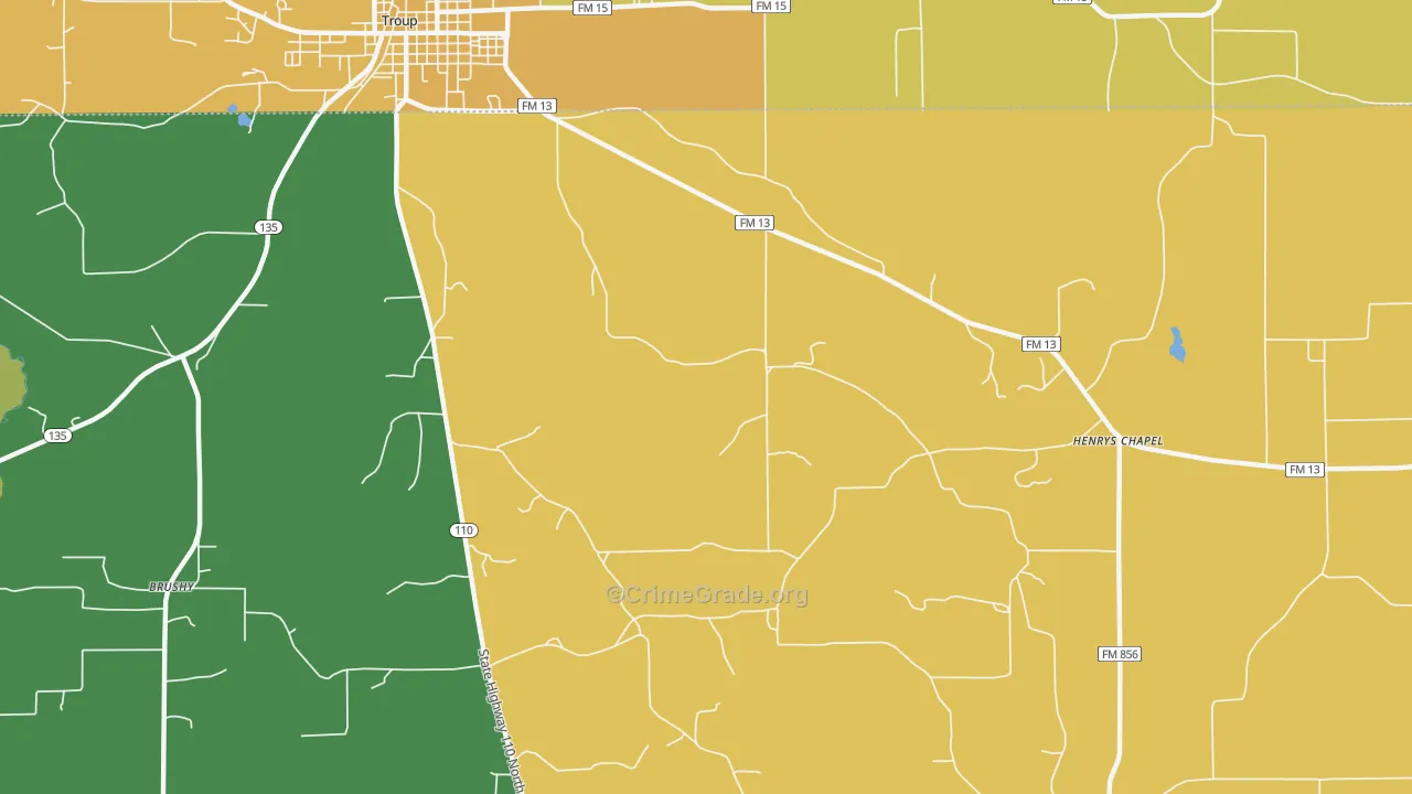 Walnut Grove, TX Map of Burglary Rates