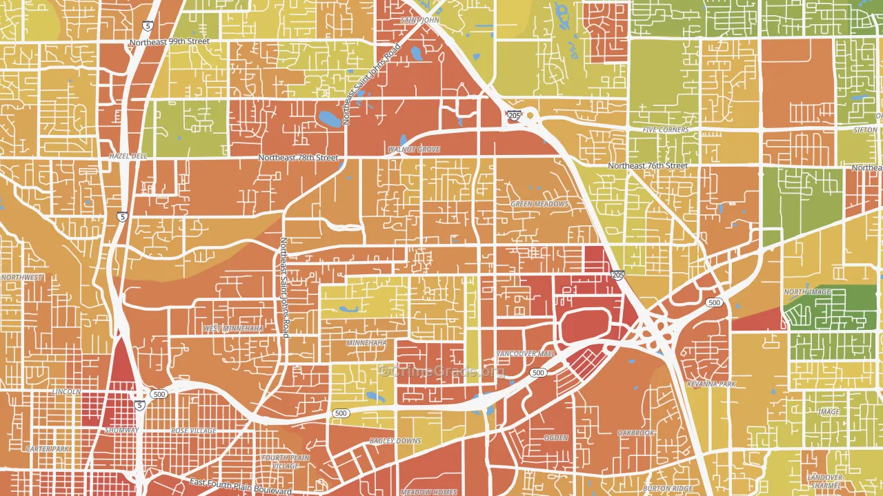 Walnut Grove, WA Map of Burglary Rates