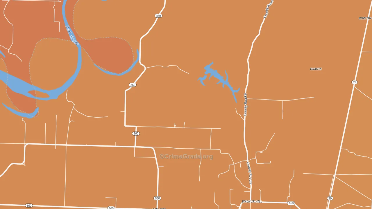 Walnut Hill, AR Map of Burglary Rates