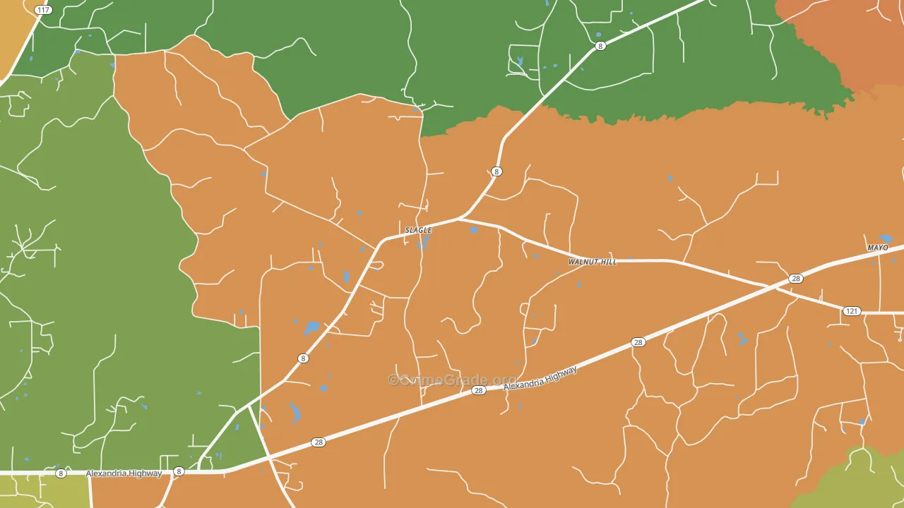 Walnut Hill, LA Map of Burglary Rates