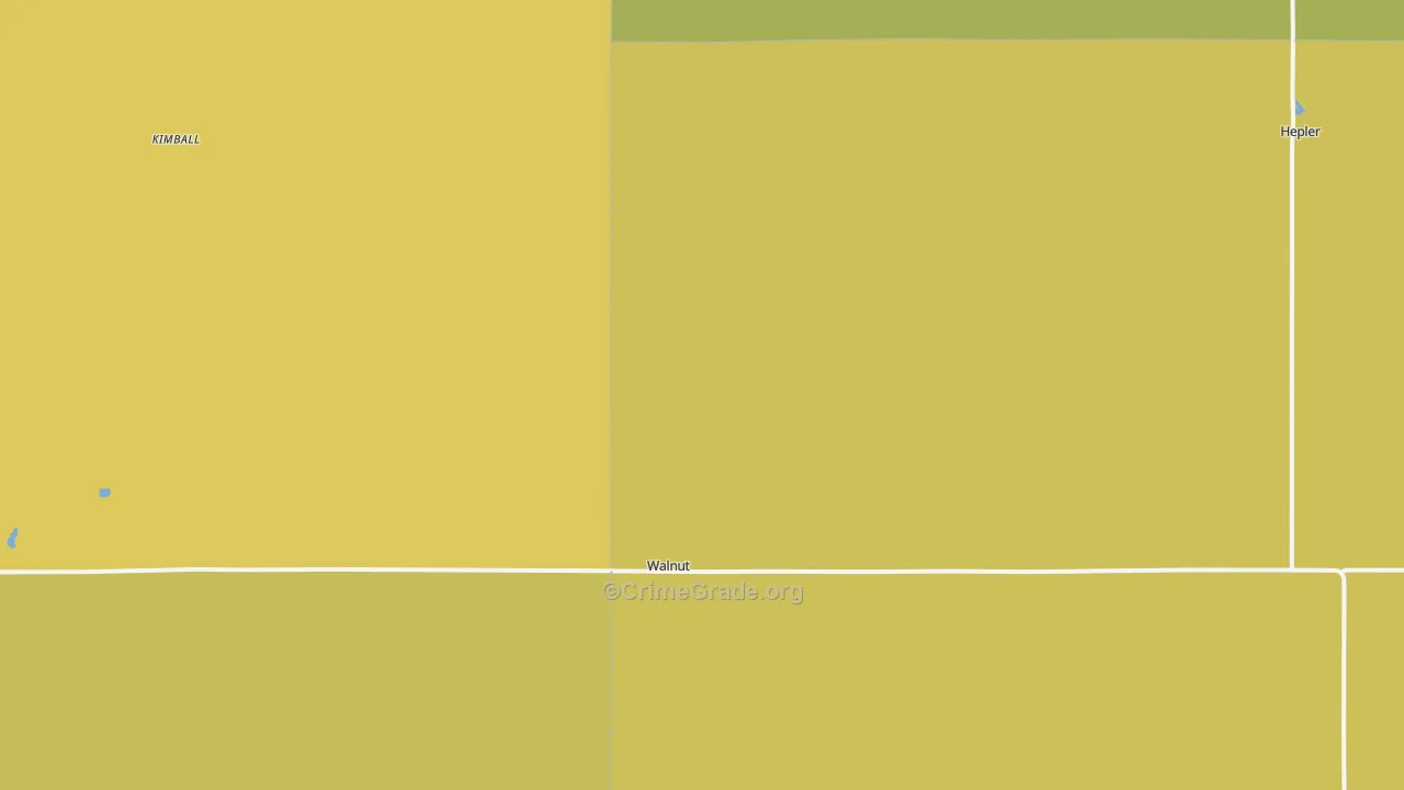 Walnut, KS Map of Burglary Rates