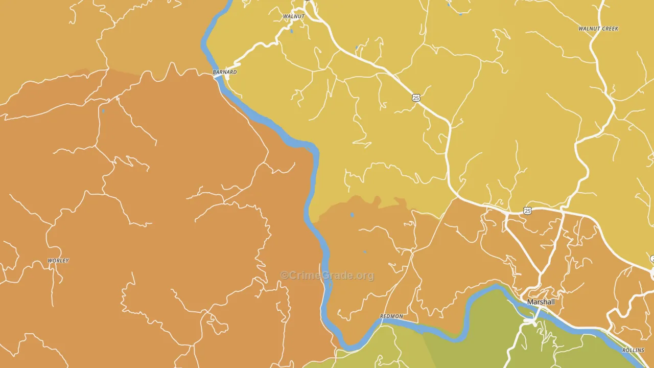 Walnut, NC Map of Burglary Rates