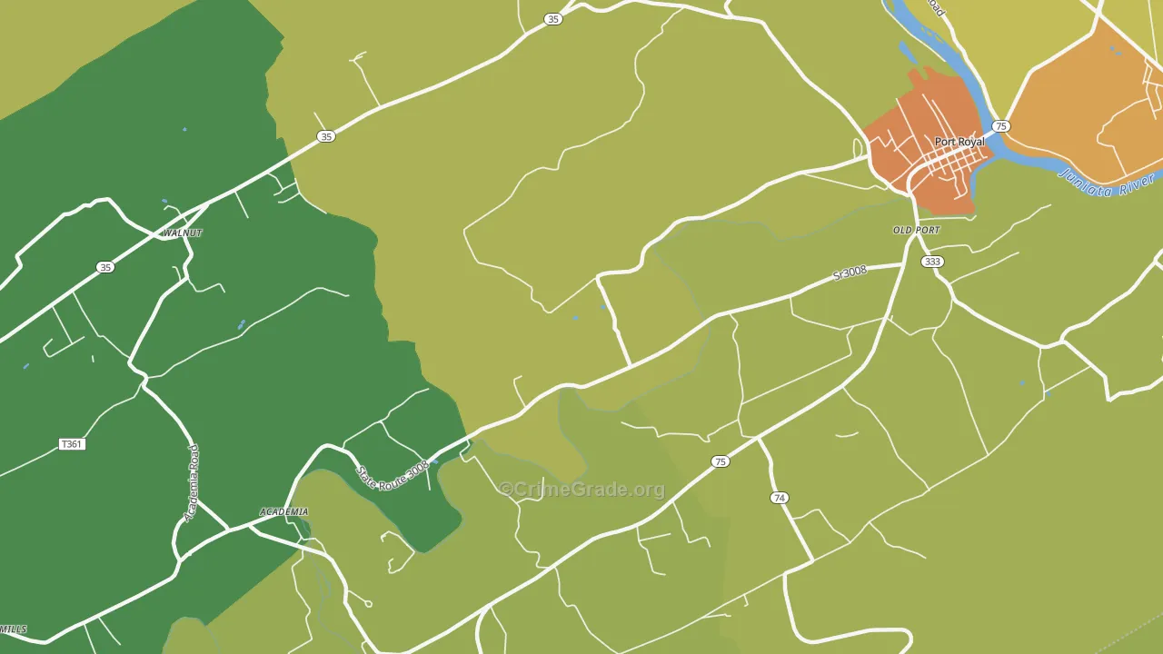Walnut, PA Map of Burglary Rates