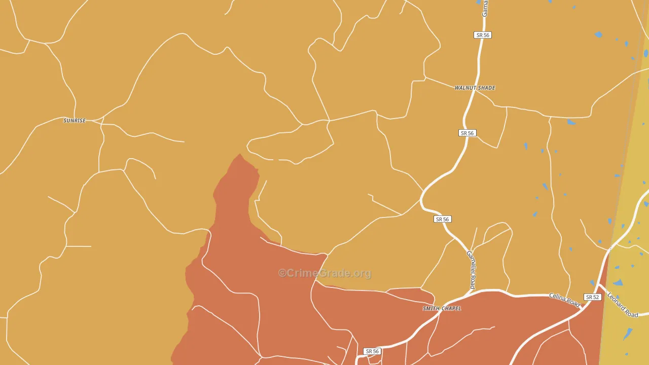 Walnut Shade, TN Map of Burglary Rates