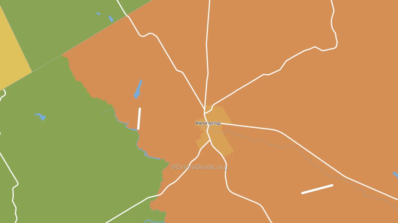 Walnut Springs, TX Map of Burglary Rates
