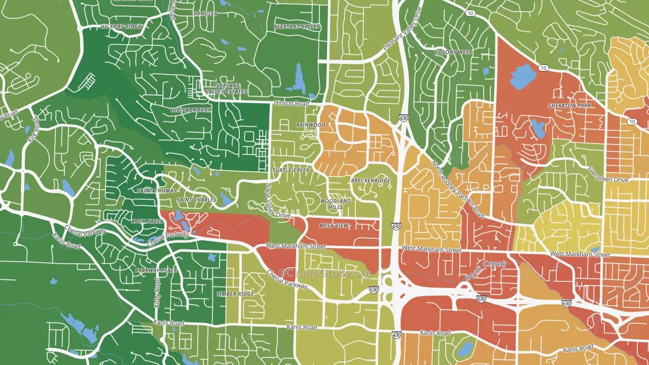 Walnut Valley, Little Rock, AR Map of Burglary Rates