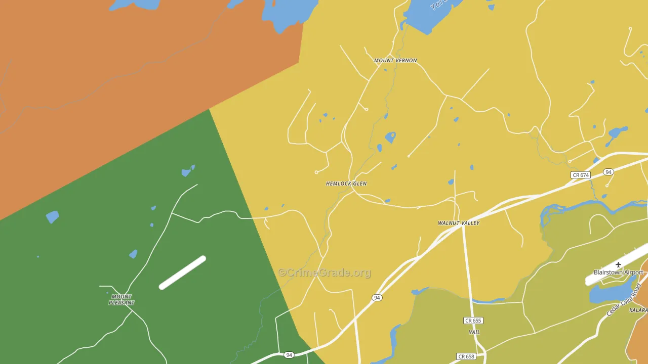 Walnut Valley, NJ Map of Burglary Rates