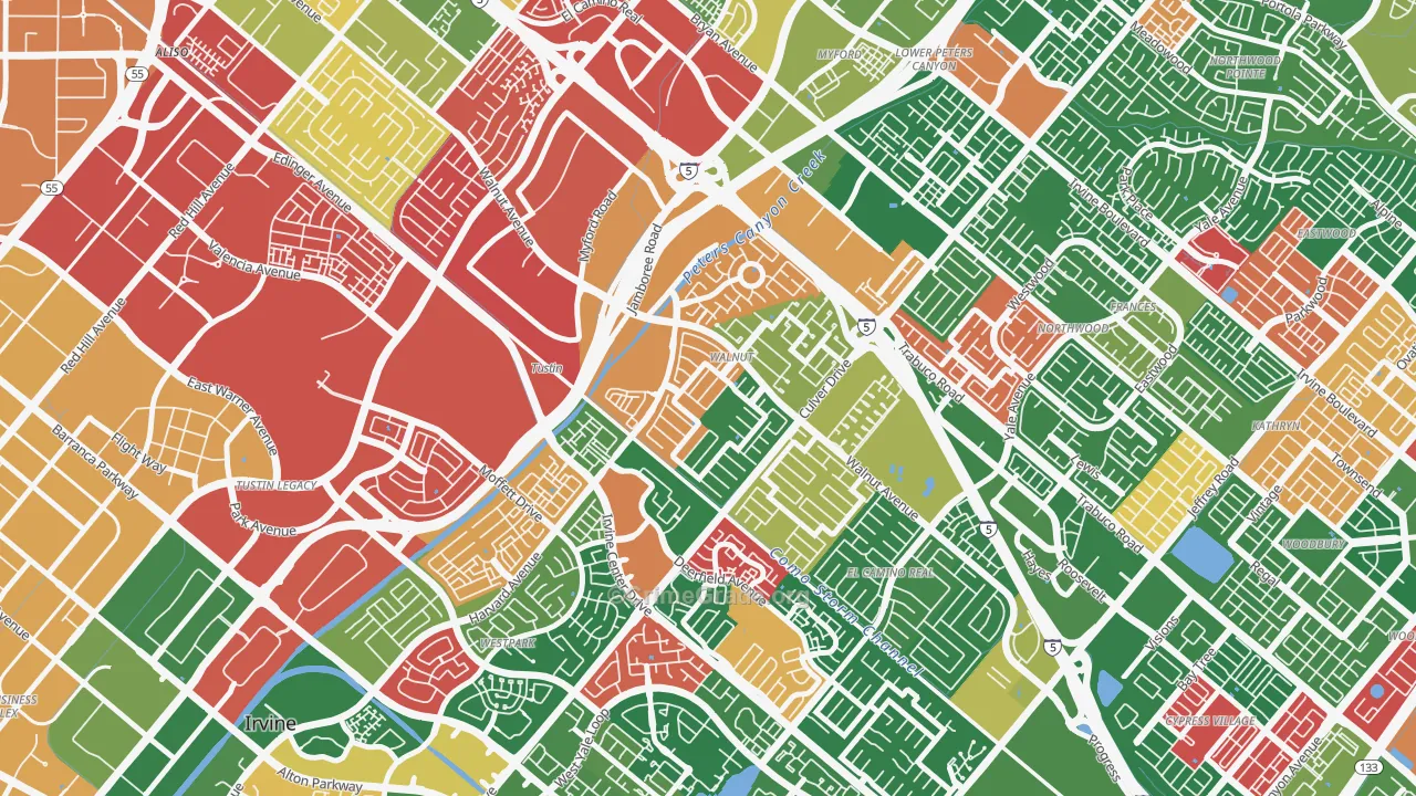 Walnut Village, Irvine, CA Map of Burglary Rates