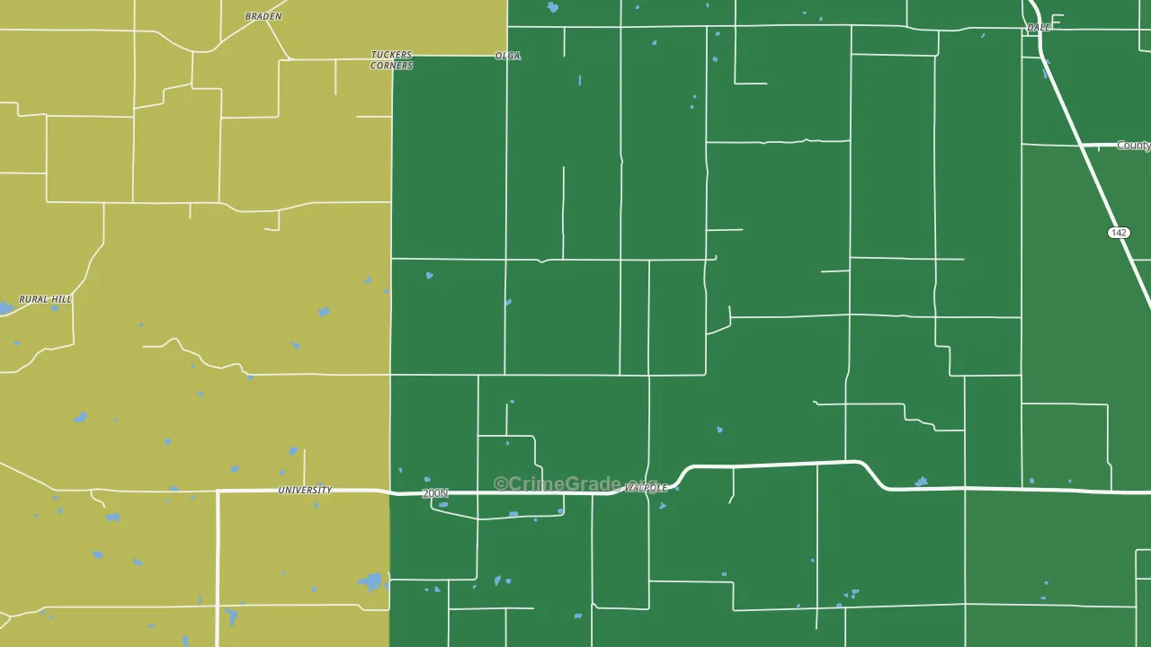 Walpole, IL Map of Burglary Rates