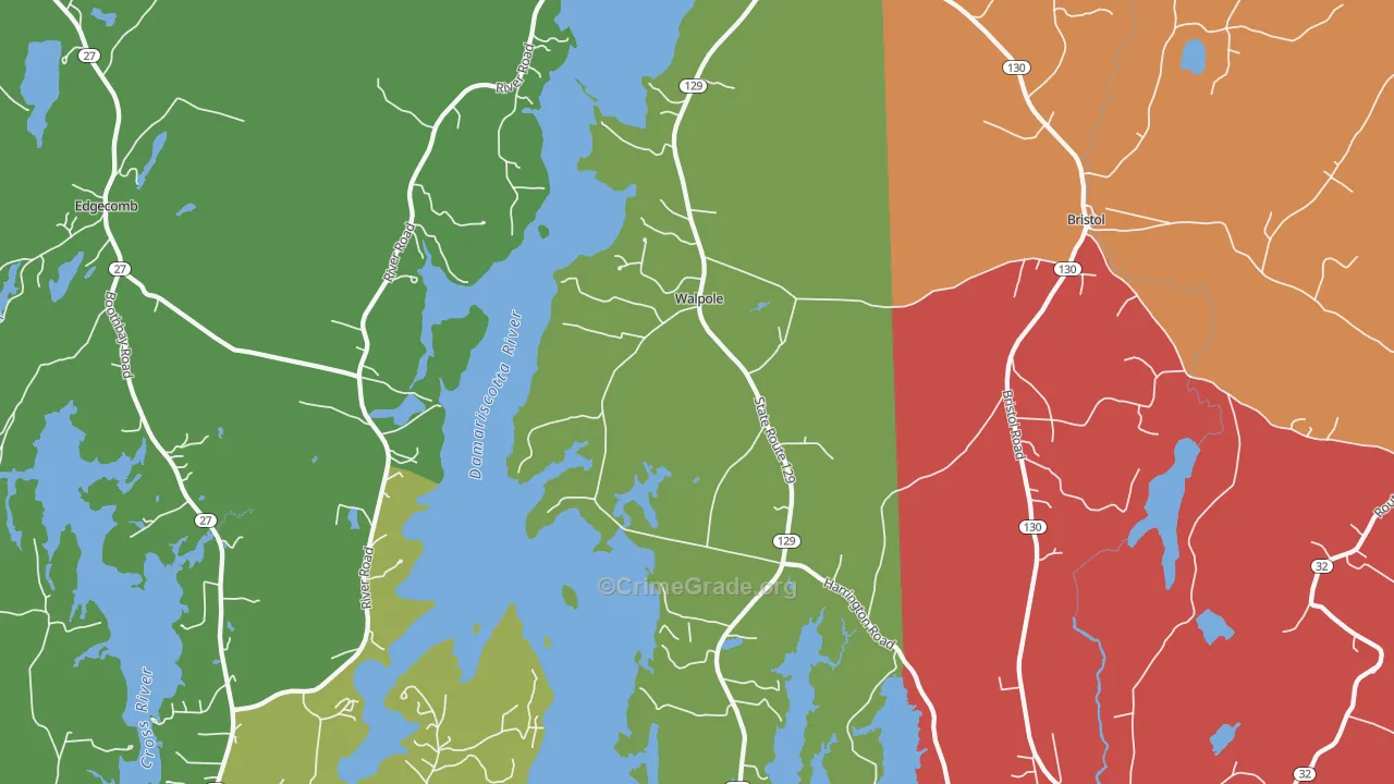 Walpole, ME Map of Burglary Rates