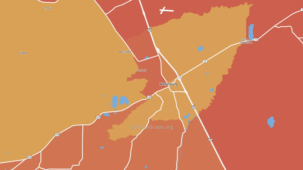 Walsenburg, CO Map of Burglary Rates