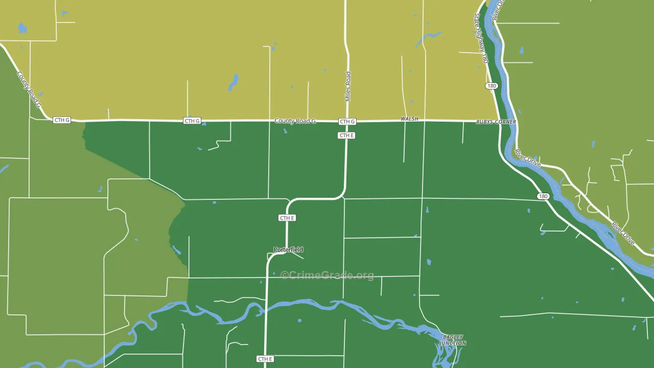 Walsh, WI Map of Burglary Rates