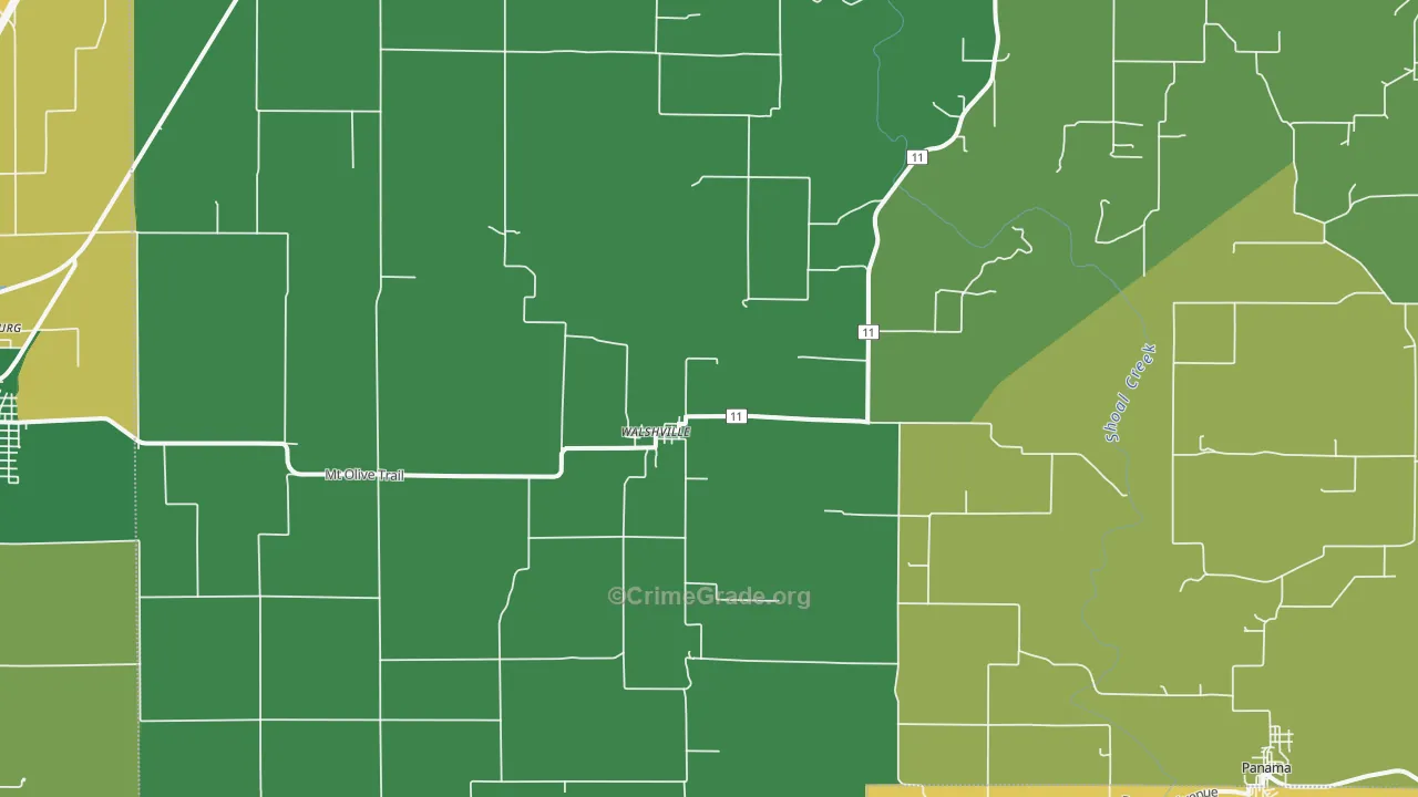 Walshville, IL Map of Burglary Rates