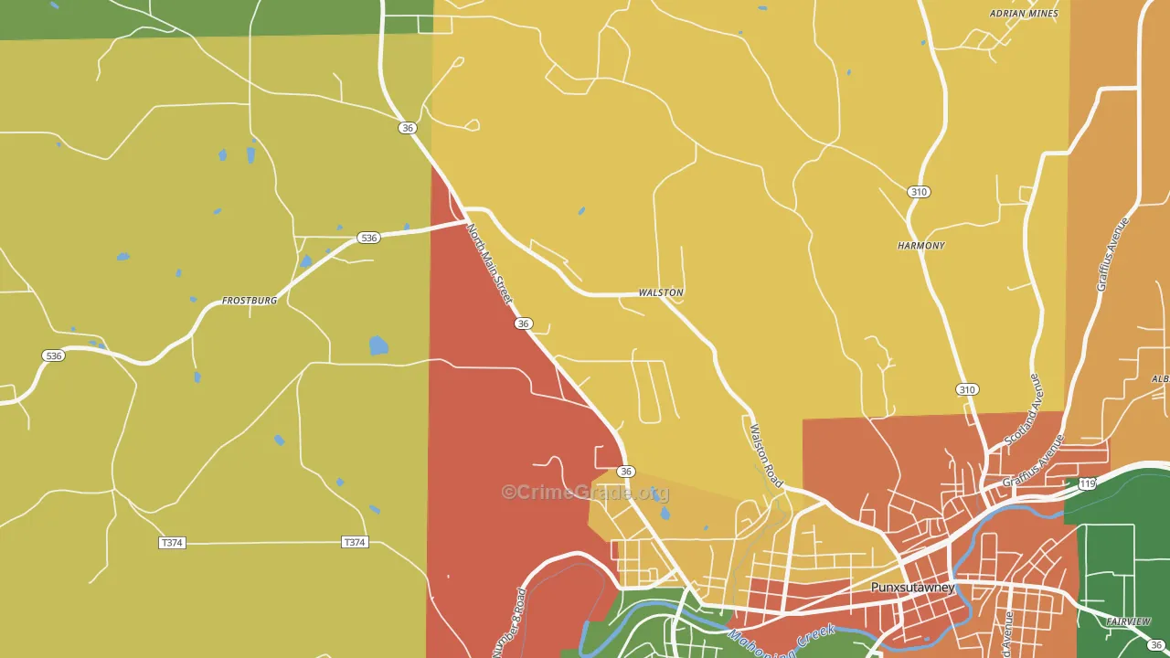 Walston, PA Map of Burglary Rates