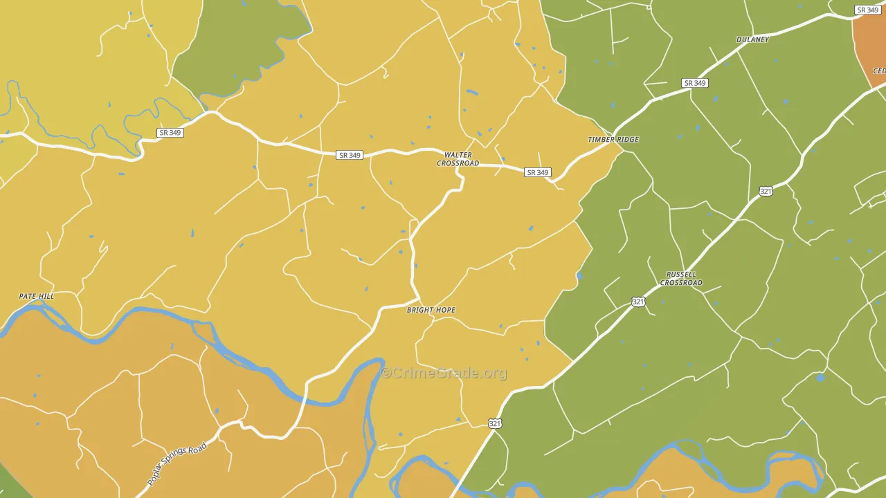 Walter Crossroad, TN Map of Burglary Rates