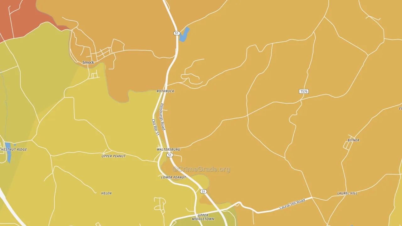 Waltersburg, PA Map of Burglary Rates