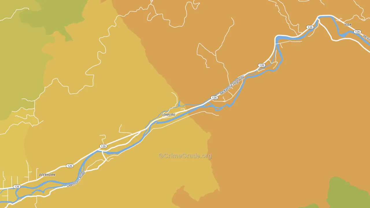 Walterville, OR Map of Burglary Rates
