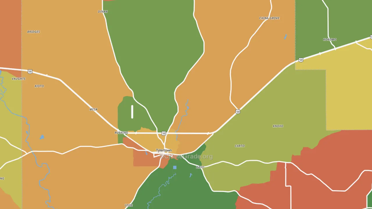 Walthall County, MS Map of Burglary Rates