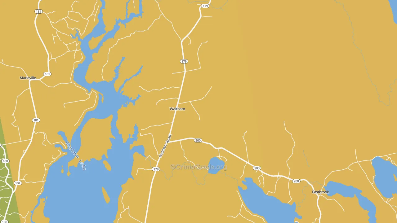 Waltham, ME Map of Burglary Rates