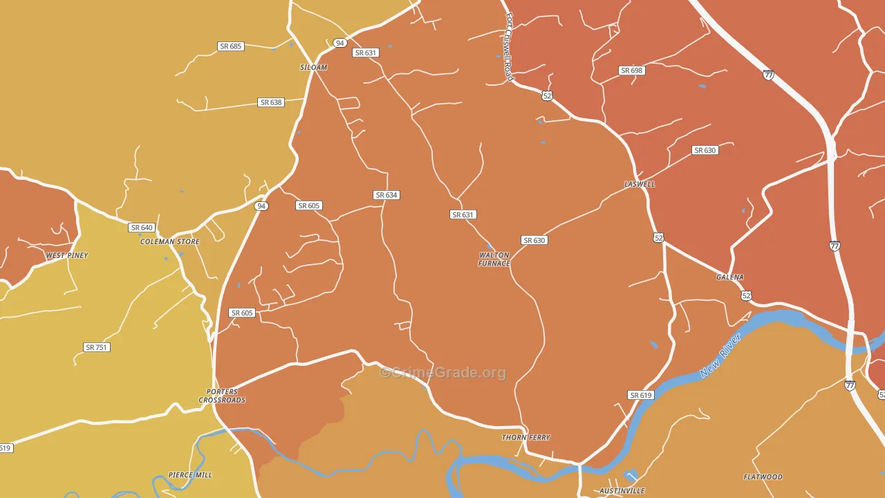 Walton Furnace, VA Map of Burglary Rates