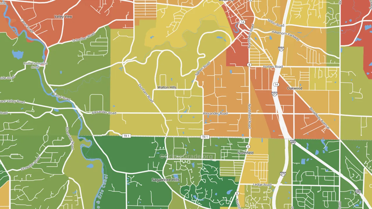 Walton Hills, OH Map of Burglary Rates
