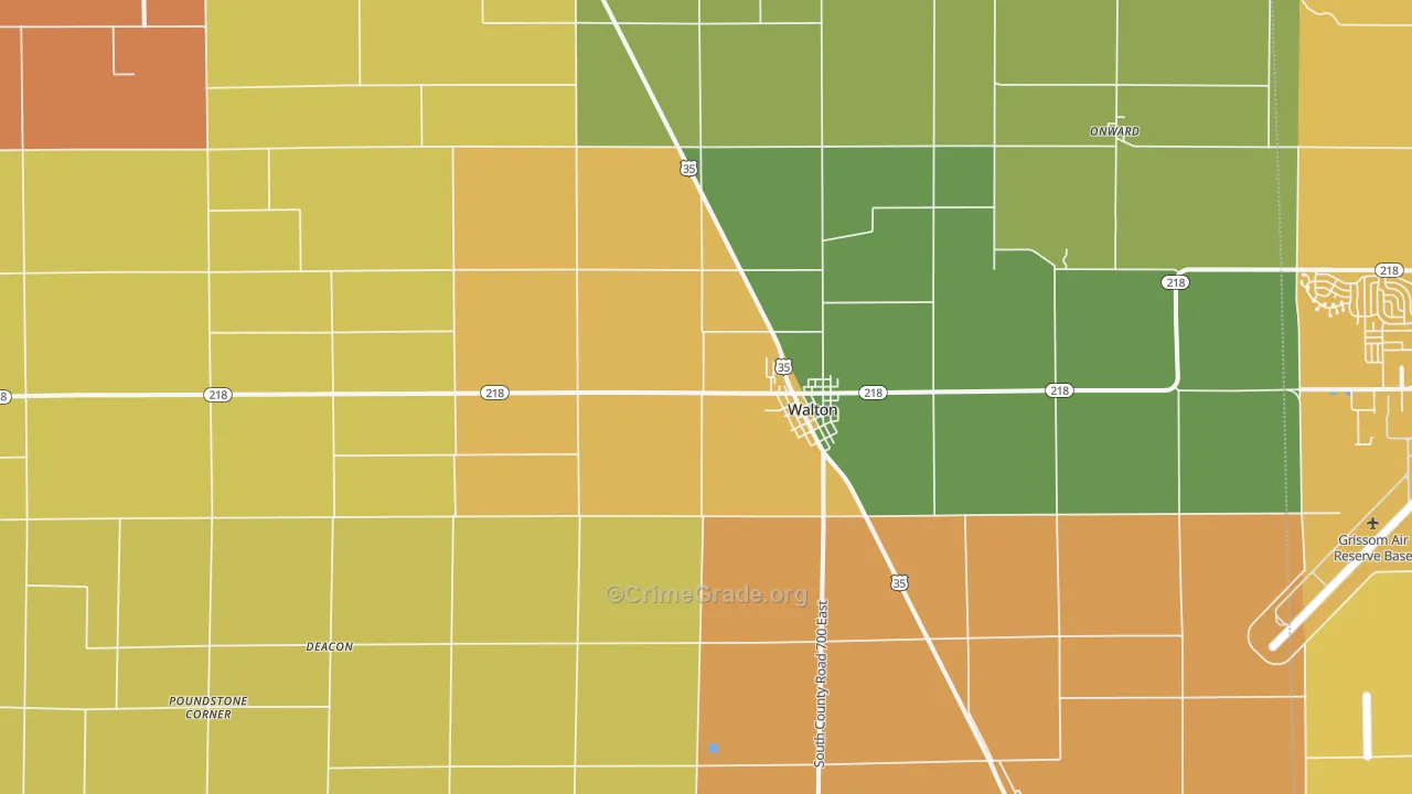 Walton, IN Map of Burglary Rates