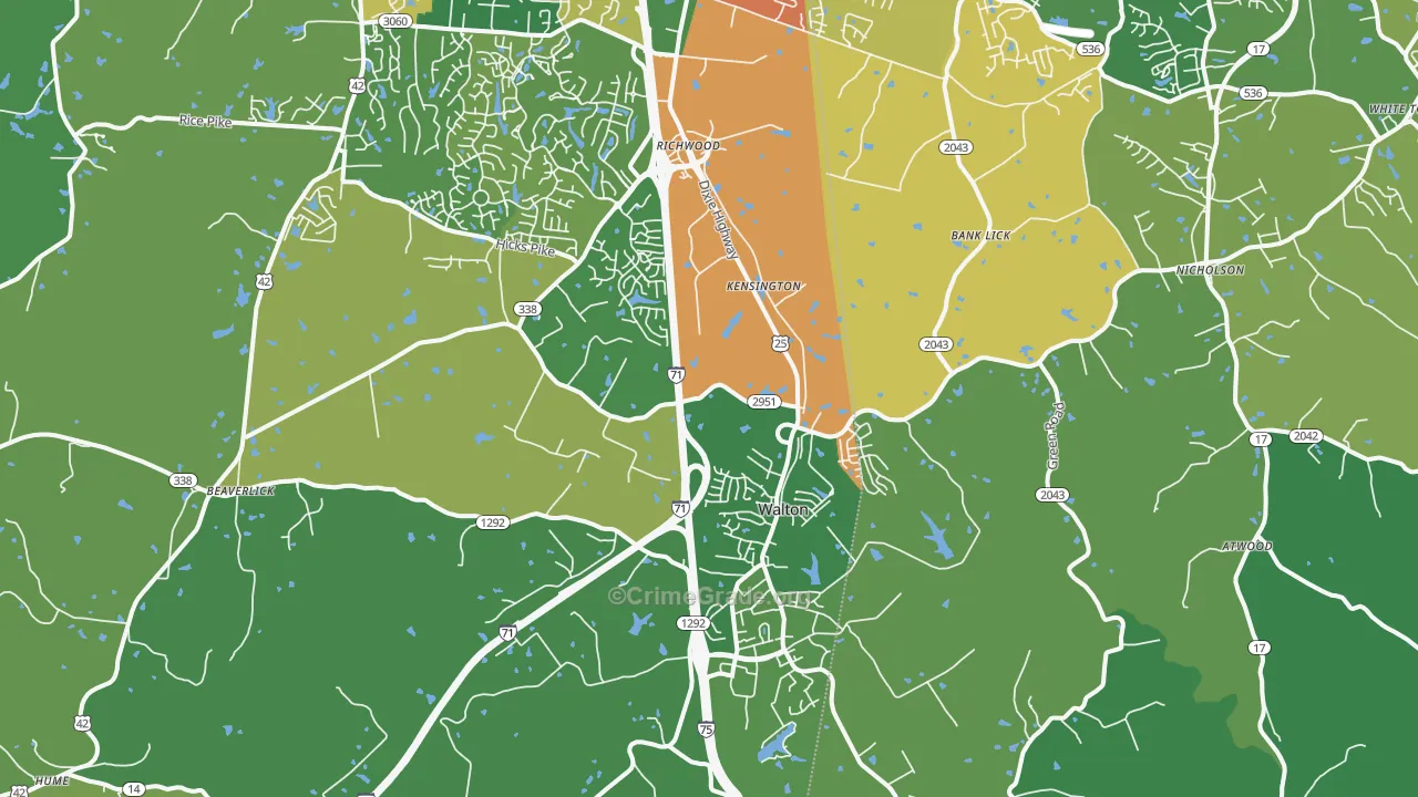 Walton, KY Map of Burglary Rates