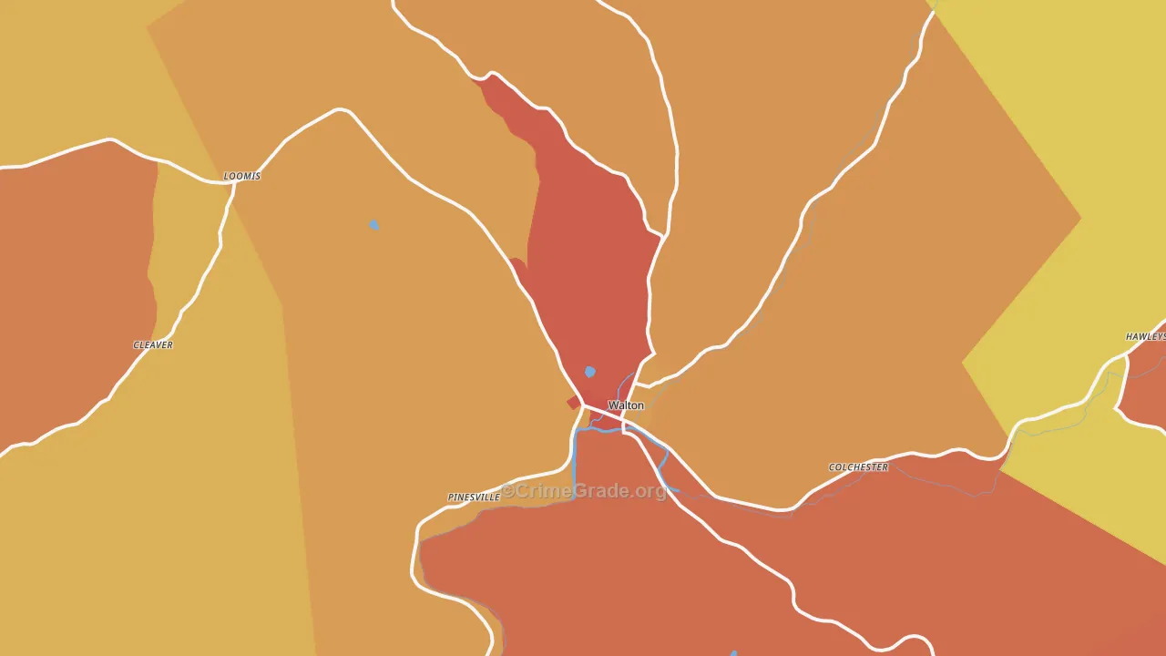Walton, NY Map of Burglary Rates