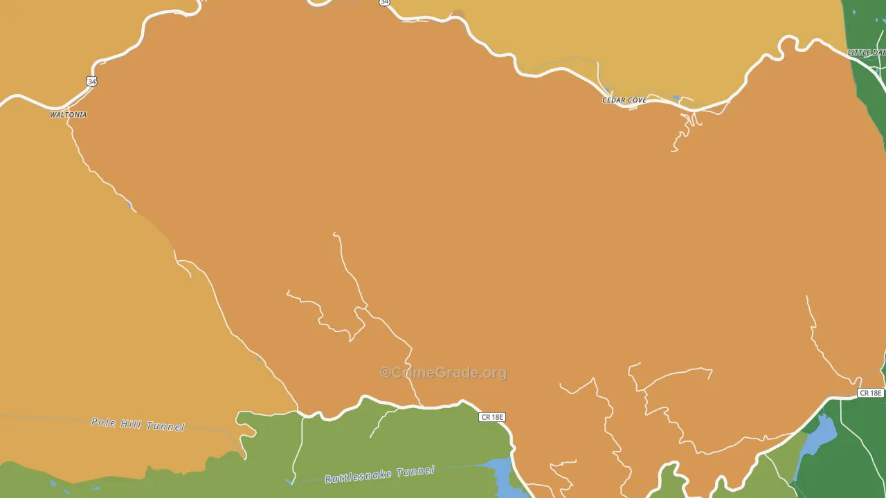 Waltonia, CO Map of Burglary Rates