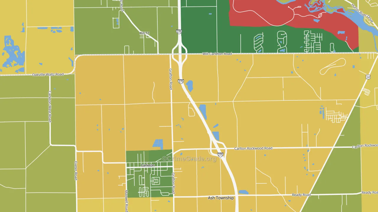 Waltz, MI Map of Burglary Rates