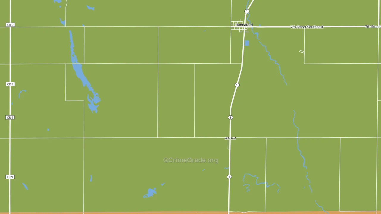 Walum, ND Map of Burglary Rates